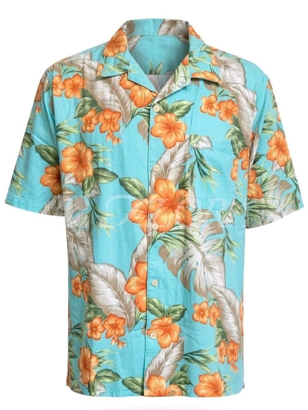 Islander Hawaiian Shirt Mens XL Blue Floral Camp Cuban Loop Collar Tropical